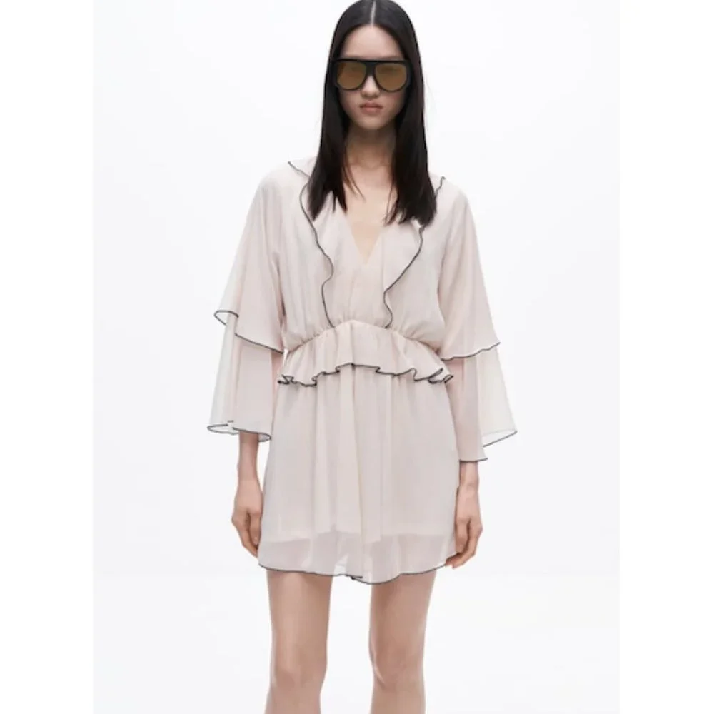 BLOGGER'S FAVE! Zara Ruffled Jumpsuit Romper Oyster White NWT